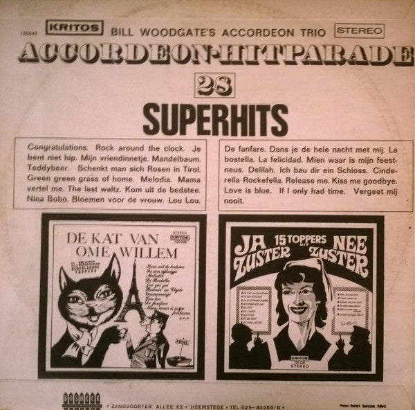 Bill Woodgate's Accordeon Trio - 28 Super Hits (LP) 41156 Vinyl LP Vinyl Goed / Hoes Goed
