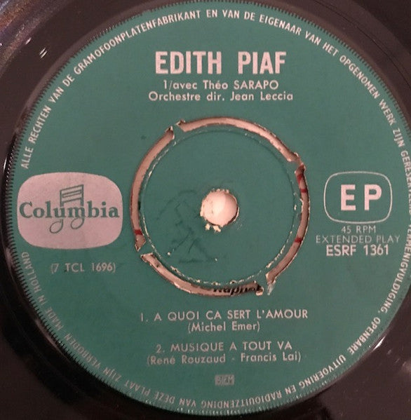 Edith Piaf Avec Théo Sarapo - A Quoi Ça Sert L'amour 18954 Vinyl Singles EP Vinyl Goed / Hoes Generic