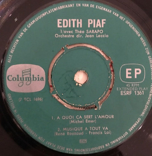 Edith Piaf Avec Théo Sarapo - A Quoi Ça Sert L'amour 18954 Vinyl Singles EP Vinyl Goed / Hoes Generic