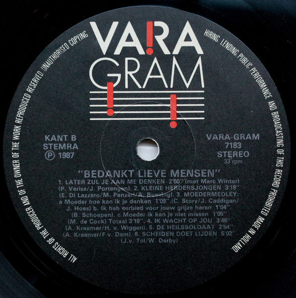 Zangeres Zonder Naam - Bedankt Lieve Mensen (LP) 52405 Vinyl LP Vinyl Goed / Hoes Goed