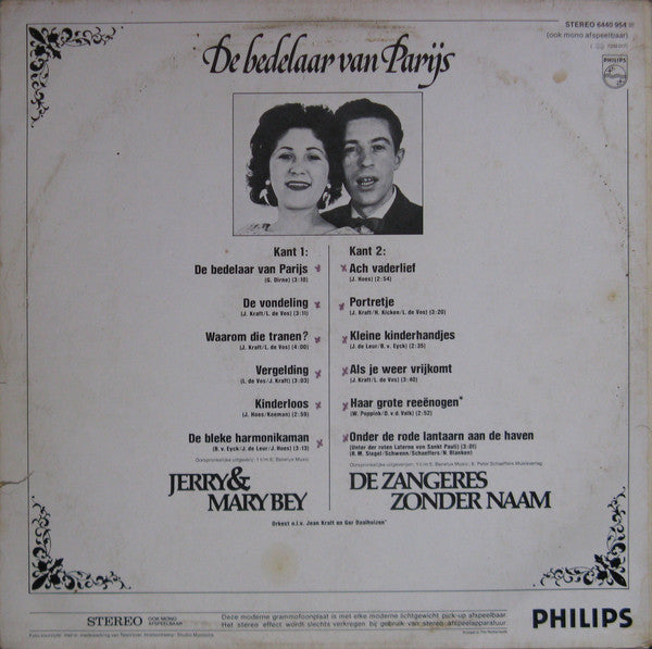 Jerry En Mary Bey - Zangeres Zonder Naam - De Bedelaar Van Parijs (LP) 41913 Vinyl LP Vinyl Goed / Hoes Goed
