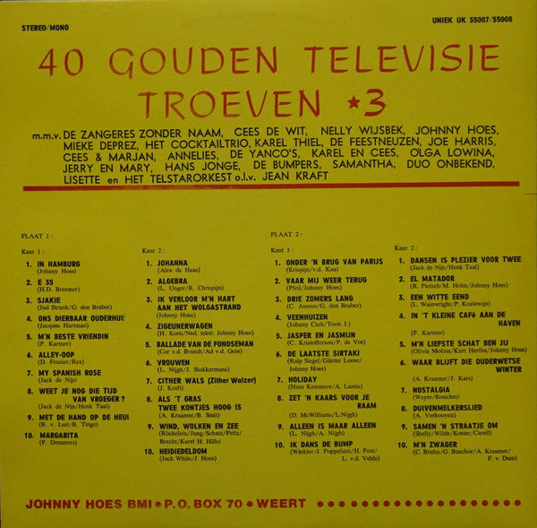Various - 40 Gouden Televisie Troeven 3 (LP) 46655 Vinyl LP Vinyl Goed / Hoes Goed