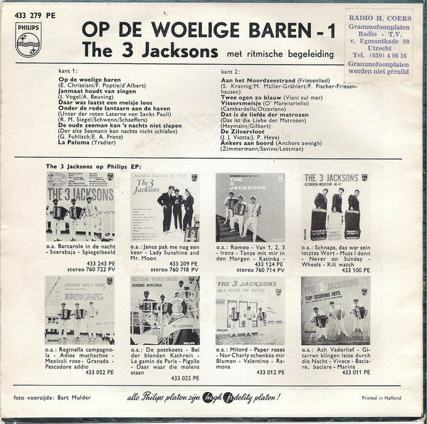 3 Jacksons - Op De Woelige Baren 1 23129 Vinyl Singles EP Vinyl Goed / Hoes Goed