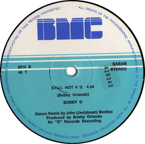 Bobby O - I'm So Hot For You (Maxi-Single) Maxi-Singles Vinyl Zeer Goed / Hoesje Goed "VINYLSINGLES.NL"
