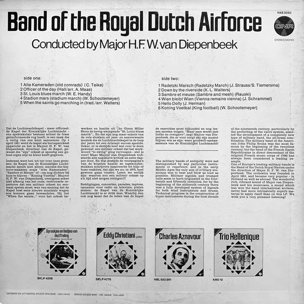 Band Of The Royal Dutch Airforce - Band Of The Royal Dutch Airforce (LP) Vinyl LP Vinyl Zeer Goed / Hoesje Goed "VINYLSINGLES.NL"