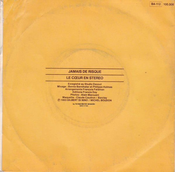 Elegance - Jamais De Risque Vinyl Singles Vinyl Zeer Goed / Hoesje Goed "VINYLSINGLES.NL"