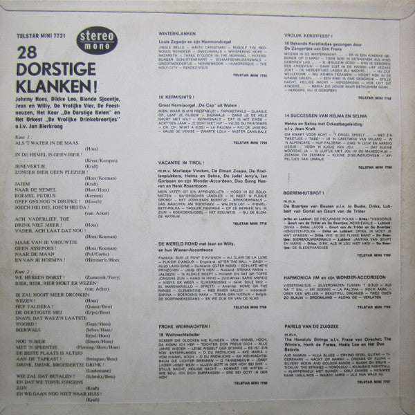 Various - Johnny Hoes Presenteert: Dorstige Klanken - 28 Vrolijke Drinkliedjes! (LP) Vinyl LP Vinyl (VG) <br> Hoes (G+)