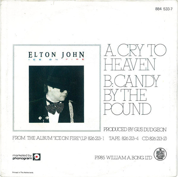 Elton John - Cry To Heaven Vinyl Singles Vinyl Zeer Goed / Hoesje Goed "VINYLSINGLES.NL"
