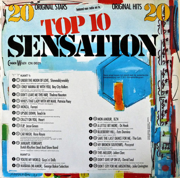 Various - Top 10 Sensation (LP) 51035 Vinyl LP Vinyl Goed / Hoes Goed