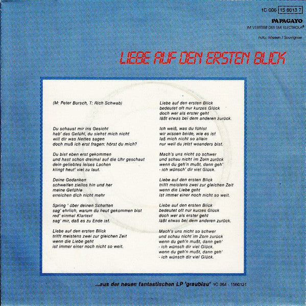 Peter Bursch 's Bröselmaschine - Liebe Auf Den Ersten Blick 21415 Vinyl Singles Vinyl Goed / Hoes Goed