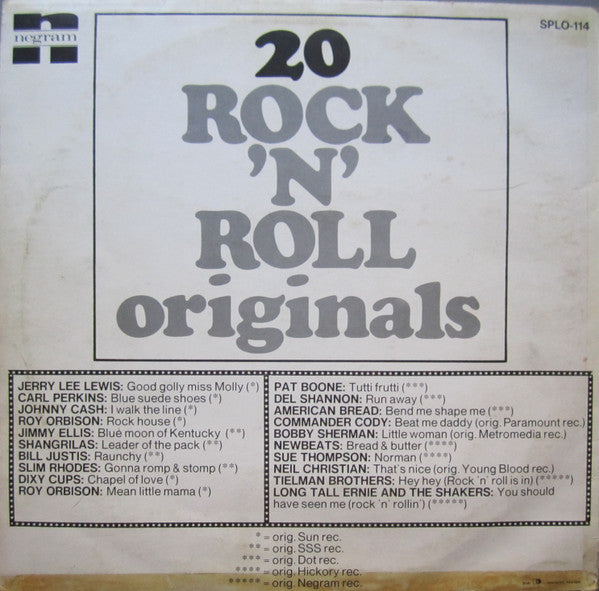 Various - 20 Rock 'N' Roll Originals (LP) 49668 Vinyl LP Vinyl Goed / Hoes Goed