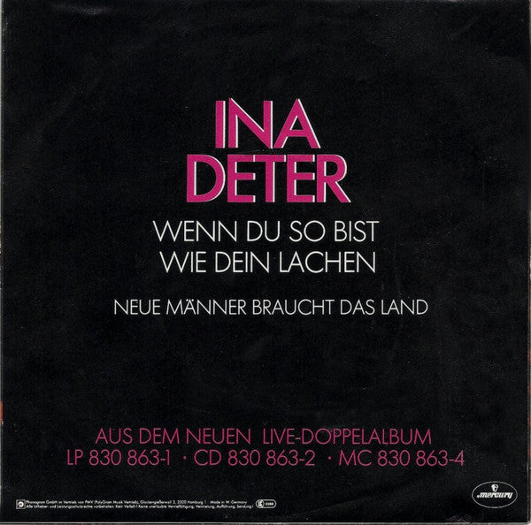Ina Deter - Wenn Du So Bist Wie Dein Lachen Live 21605 Vinyl Singles Vinyl Goed / Hoes Goed