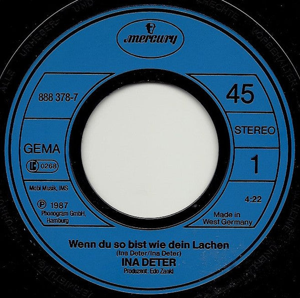 Ina Deter - Wenn Du So Bist Wie Dein Lachen Live 21605 Vinyl Singles Vinyl Goed / Hoes Goed