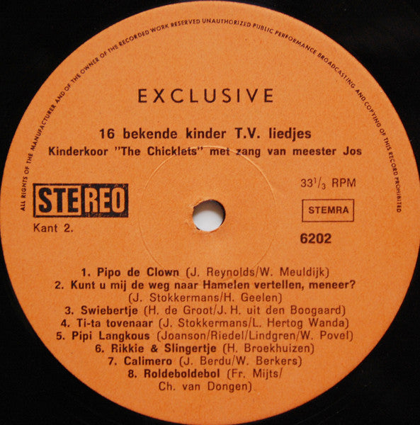 Kinderchor The Chicklets mit Gesang von Master Jos – 16 berühmte Kinderfernsehlieder (LP) 49925