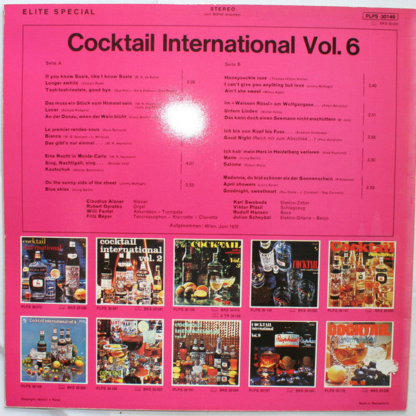 Claudius Alzner Und Seine Solisten - Cocktail International Vol. 6 (LP) Vinyl LP Vinyl Zeer Goed / Hoesje Goed "VINYLSINGLES.NL"