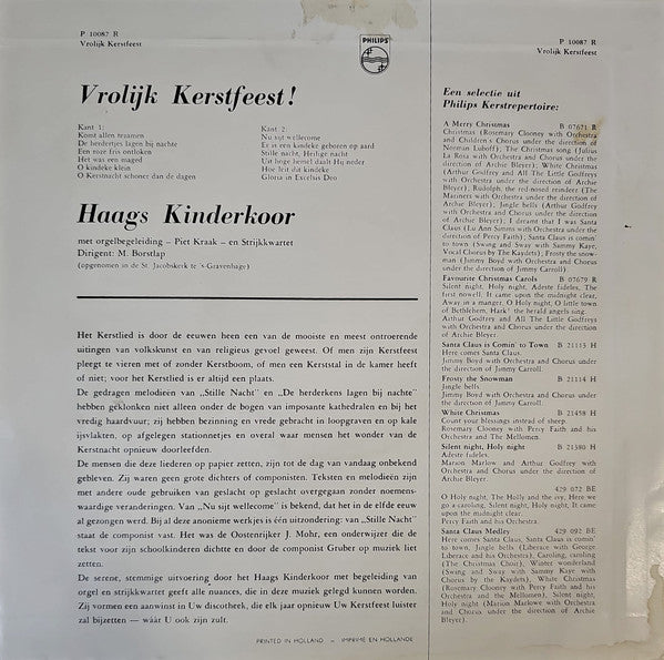 Haags Kinderkoor - Vrolijk Kerstfeest! (10") 50521 Vinyl LP 10" Vinyl Goed / Hoes Goed