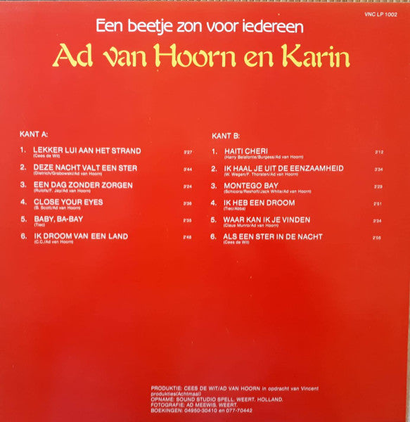 Ad & Karin - Een Beetje Zon Voor Iedereen (LP) 50336 Vinyl LP Vinyl Goed / Hoes Goed