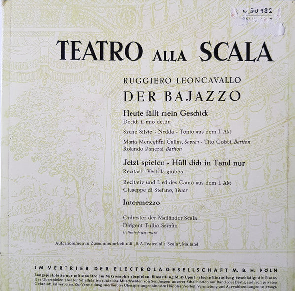 Ruggiero Leoncavallo – Maria Callas, Giuseppe di Stefano – Der Bajazzo 16993