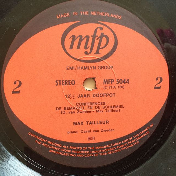 Max Tailleur - 12½ Jaar Doofpot (LP) 52180 Vinyl LP Vinyl Goed / Hoes Goed