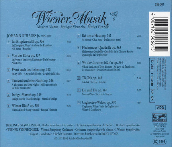 Robert Stolz, Johann Strauss Jr. - Wiener Musik Vol. 6 (CD) Compact Disc Vinyl Goed / Hoes Goed