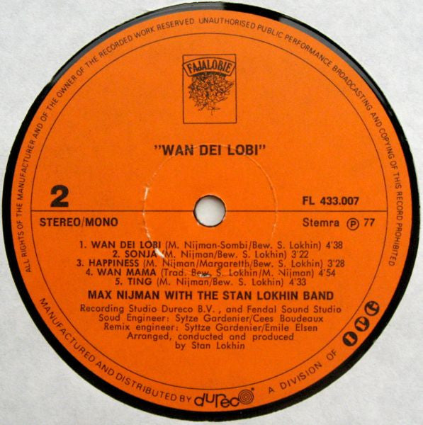 Max Nijman With The Stan Lokhin Band - Wan Dei Lobi (LP) 52317 Vinyl LP Vinyl Goed / Hoes Goed