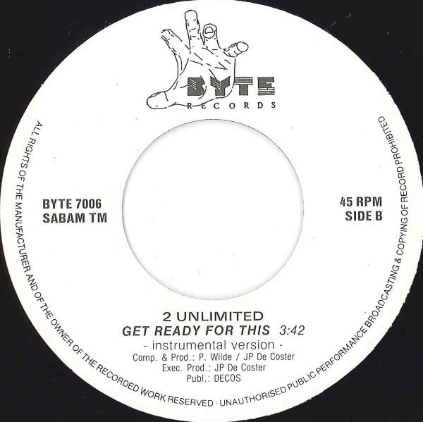 2 Unlimited - Get Ready For This Vinyl Singles Vinyl Goed / Hoes Generic