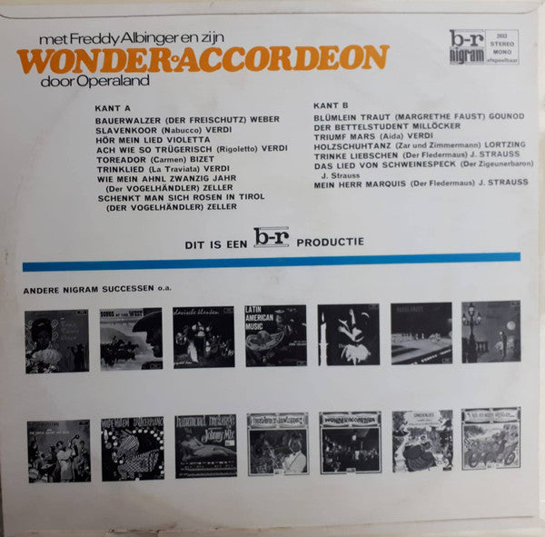 Freddy Albinger - Met Freddy Albinger En Zijn Wonder Accordeon Door Operaland (LP) Vinyl LP Vinyl Zeer Goed / Hoesje Goed "VINYLSINGLES.NL"