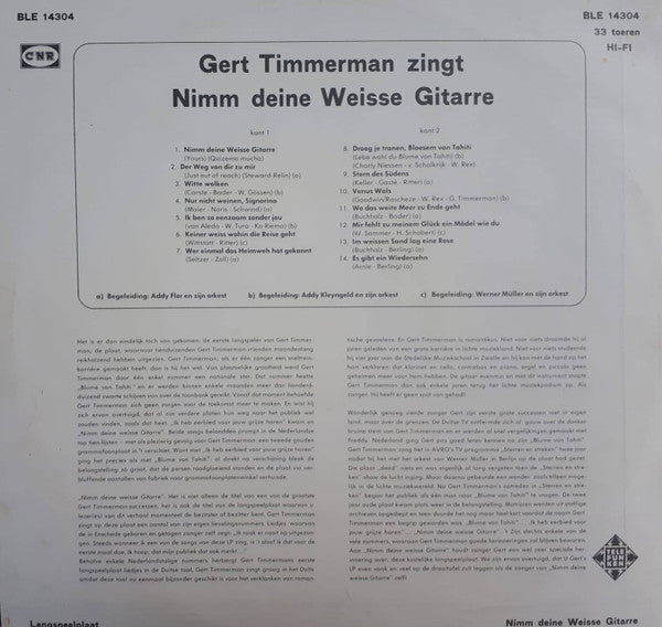 Gert Timmerman - Nimm Deine Weisse Gitarre (LP) Vinyl LP Vinyl Zeer Goed / Hoesje Goed "VINYLSINGLES.NL"