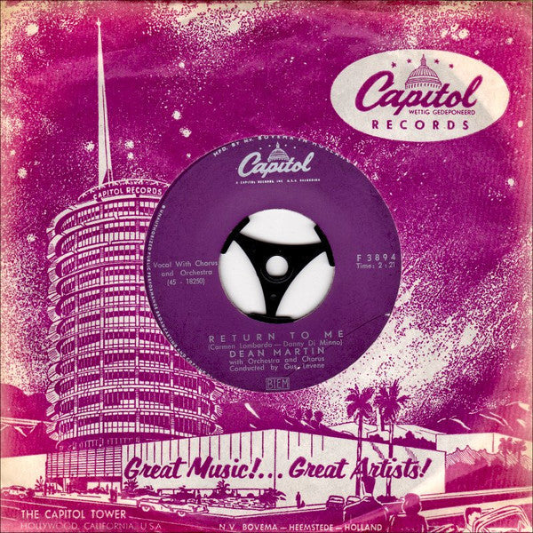 Dean Martin - Return To Me Vinyl Singles Vinyl Zeer Goed / Hoesje Generic "VINYLSINGLES.NL"
