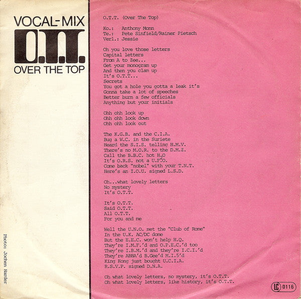 O.R.S. (Orlando Riva Sound) - O.T.T. (Over The Top) 38654 Vinyl Singles Vinyl Goed / Hoes Goed