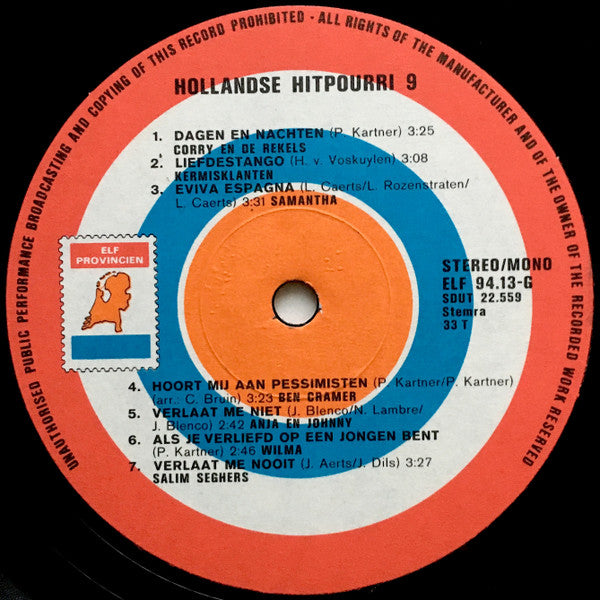 Various - Dutch Hitpourri 9 (LP) 40913