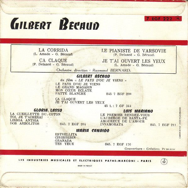 Gilbert Becaud - La Corrida Vinyl Singles EP Vinyl Zeer Goed / Hoesje Goed "VINYLSINGLES.NL"