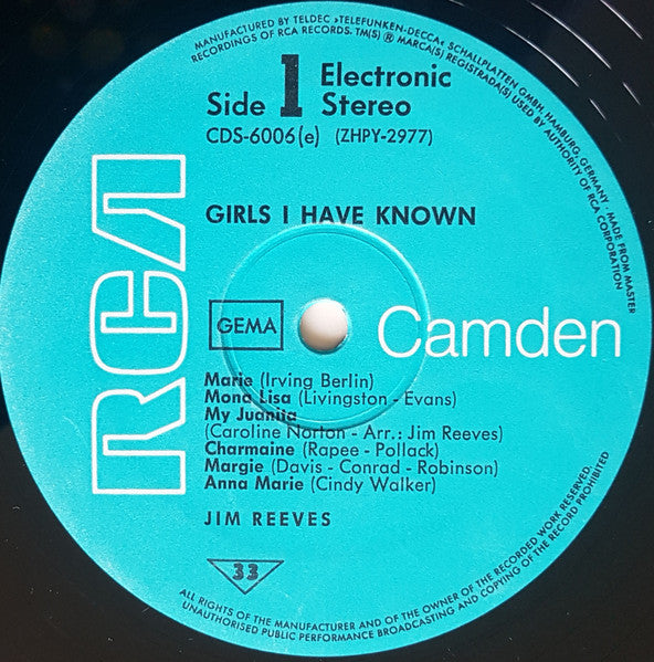 Jim Reeves - Girls I Have Known (LP) 40652