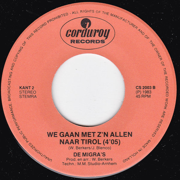 Migra's - Op Herhaling 11263 (B) Vinyl Singles Vinyl Goed / Hoes Redelijk