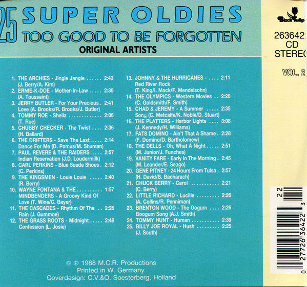 Various - 25 Super Oldies Vol. 2 - Too Good To Be Forgotten (CD) Compact Disc Vinyl Goed / Hoes Goed
