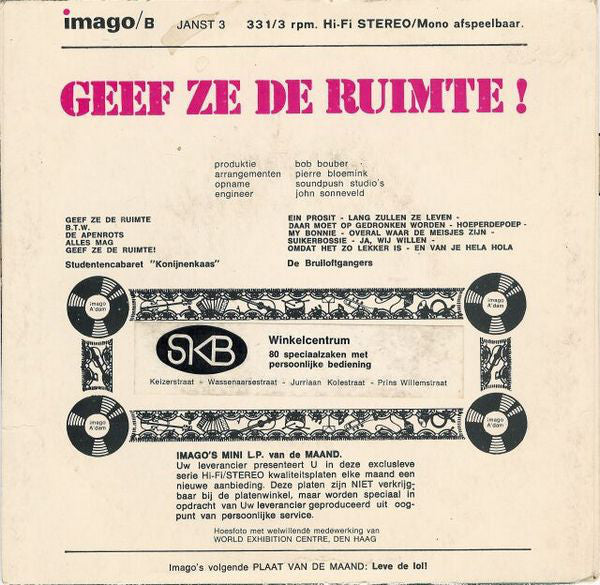 Studentencabaret Konijnenkaas - Geef Ze De Ruimte 24305 Vinyl Singles Vinyl Goed / Hoes Goed