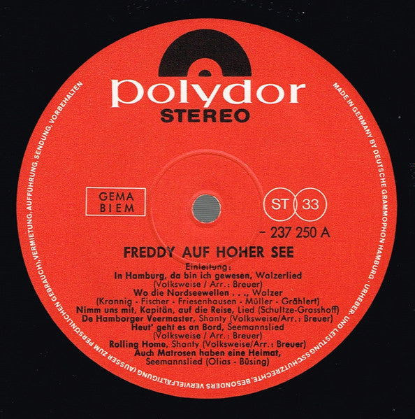 Freddy – Auf Hoher See (LP) 48915