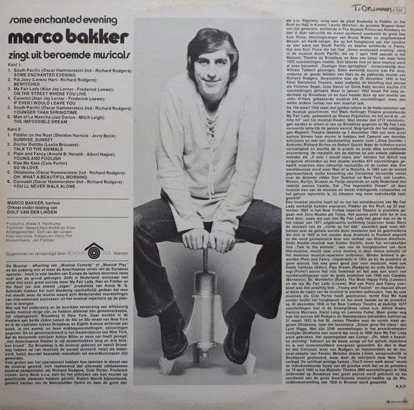 Marco Bakker - Some enchanted evening (LP) 42159 Vinyl LP Vinyl Goed / Hoes Goed