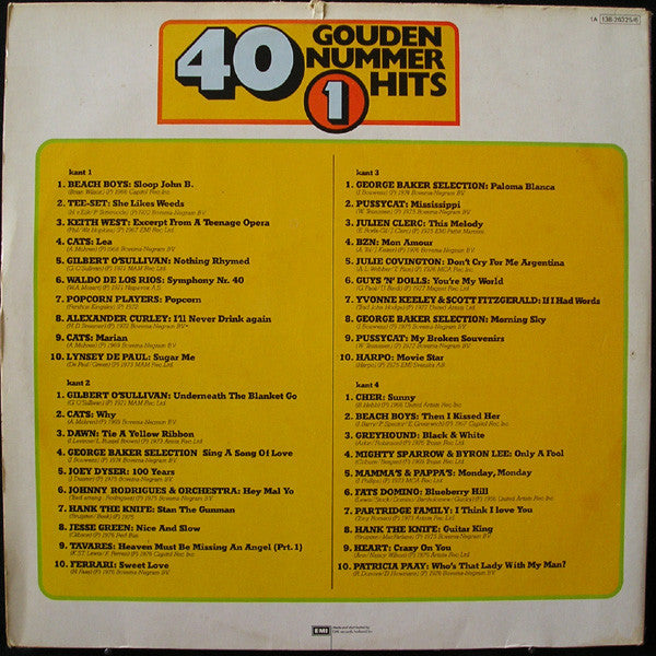 Various - 40 Gouden Nummer 1 Hits (LP) 51180 Vinyl LP Dubbel Vinyl Goed / Hoes Goed