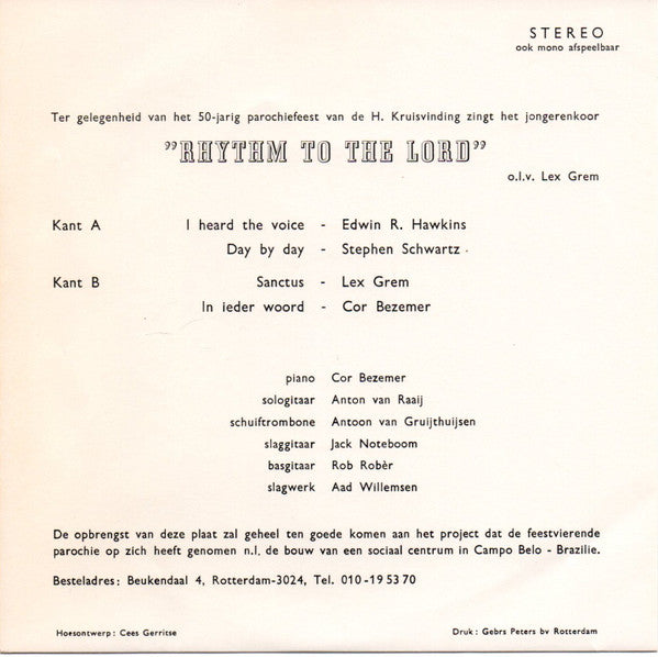 Jongerenkoor Rhythm To The Lord - I Heard The Voice Of Jesus 21265 Vinyl Singles Vinyl Goed / Hoes Goed