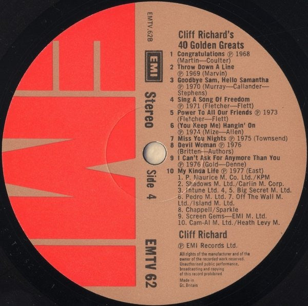 Cliff Richard – 40 Golden Greats (LP) 48900