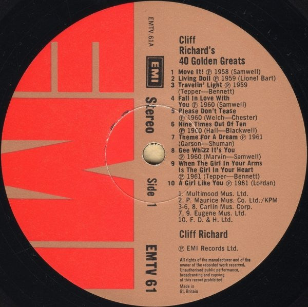Cliff Richard – 40 Golden Greats (LP) 48900