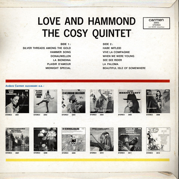 Cosy Quintet - Love And Hammond (LP) Vinyl LP Vinyl Zeer Goed / Hoesje Goed "VINYLSINGLES.NL"