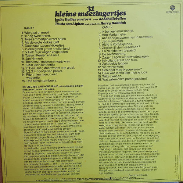 Schellebellen - 31 Kleine Meezingertjes (LP) 49154 Vinyl LP Vinyl Goed / Hoes Goed