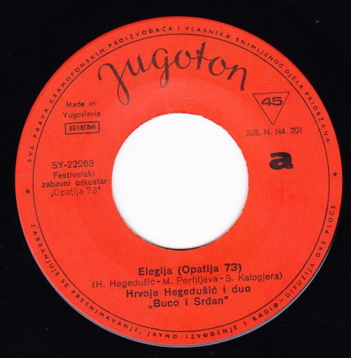 Hrvoje i Buco I Srdan - Elegija 14308 Vinyl Singles Vinyl Goed / Hoes Goed