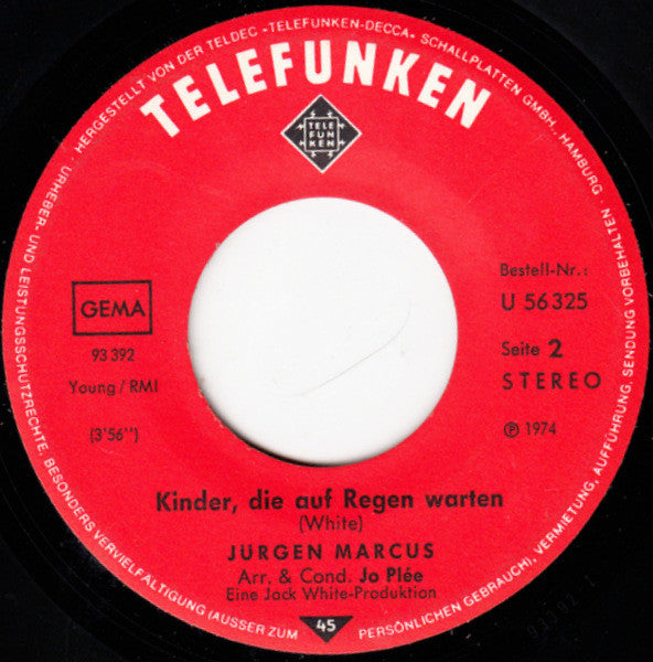 Jürgen Marcus - Irgendwann Kommt Jeder Mal Nach San Francisco 34611 Vinyl Singles Vinyl Goed / Hoes Goed