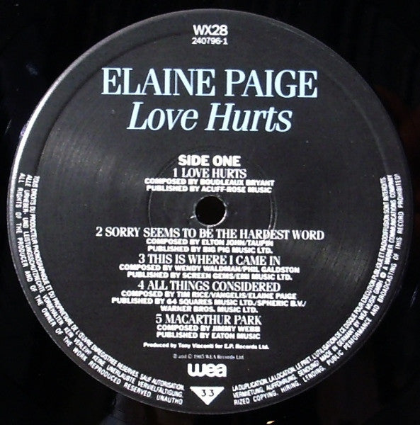 Elaine Paige – Love Hurts (LP) 46782