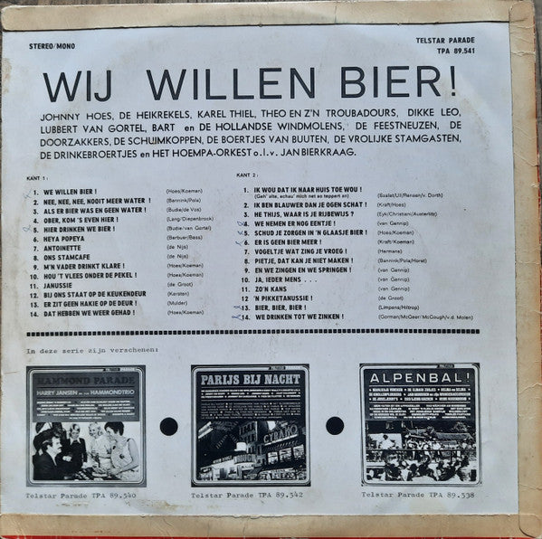 Various - Wij Willen Bier! (LP) 50682 Vinyl LP Vinyl Goed / Hoes Goed