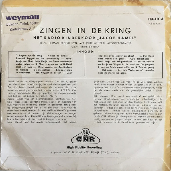 Kinderkoor Jacob Hamel - Zingen In De Kring - Deel I 33672