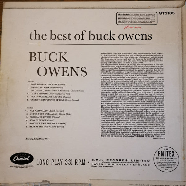 Buck Owens - The Best Of Buck Owens (LP) 41299 Vinyl LP Vinyl Goed / Hoes Goed